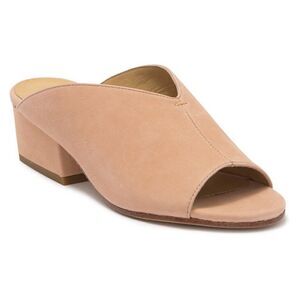 Eileen Fisher Katniss Tan Nubuck Leather Block Heel Slide Sandals